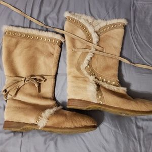 Jimmy Choo  Suede Wrap Boots -Size 41 1/2